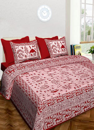 Economical Cotton Bedsheet King Size (93×108 inches) – (Adi Batik-R)