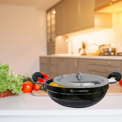 Non-Stick Induction KADHAI (5-layer granite coating) with SS Lid