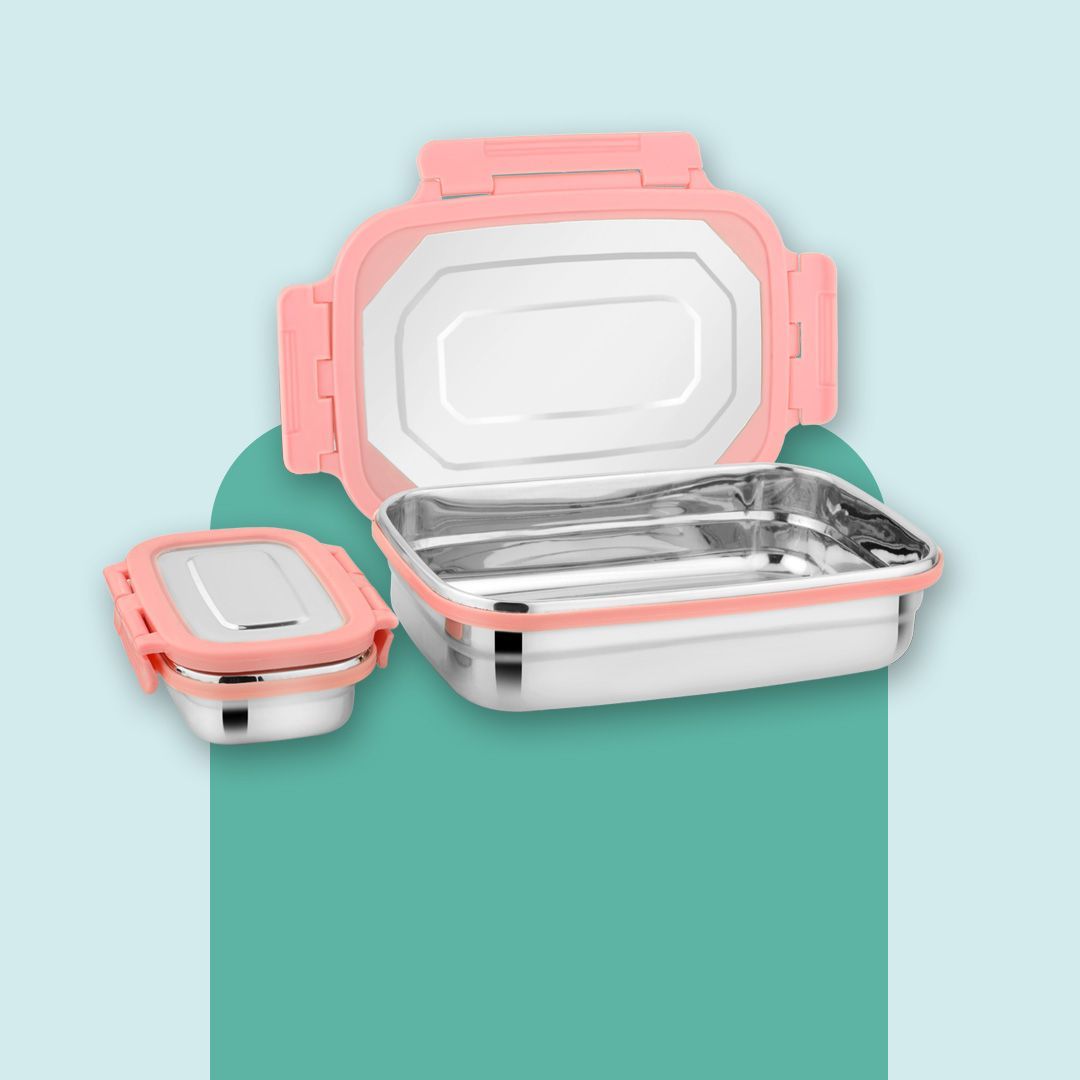 Stainless steel Airtight and Leak Proof Lunch & Tiffin Box for School/office/picnics(Pink)