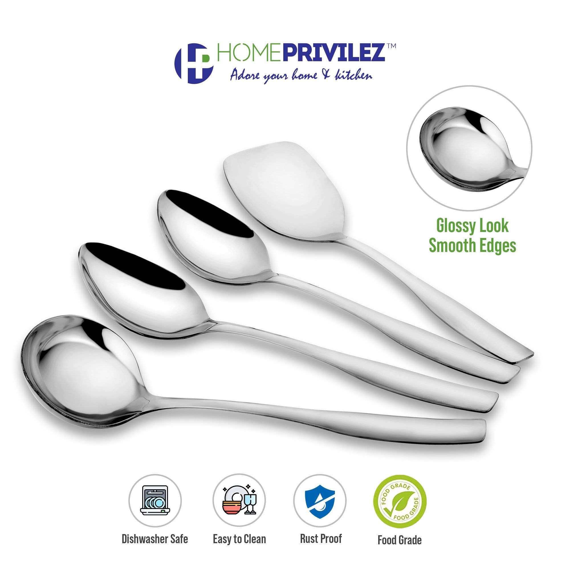 "Safari" Stainless Steel Serving Spoon(Set of 4 pcs)