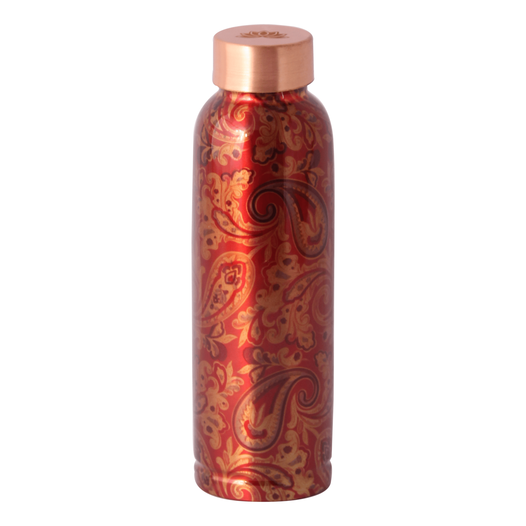 AKSHATA Copper Bottle For Drinking Water (900ml) - | 100% Pure Copper Bottle | BPA Free & Non Toxic Water Bottle with Anti Oxidant Properties of Copper | Red Floral Print Water Bottle(1 Piece)