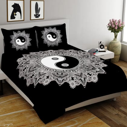 Premium Cotton Bedsheet King Size (93×108 inches) – (Yin Yang)