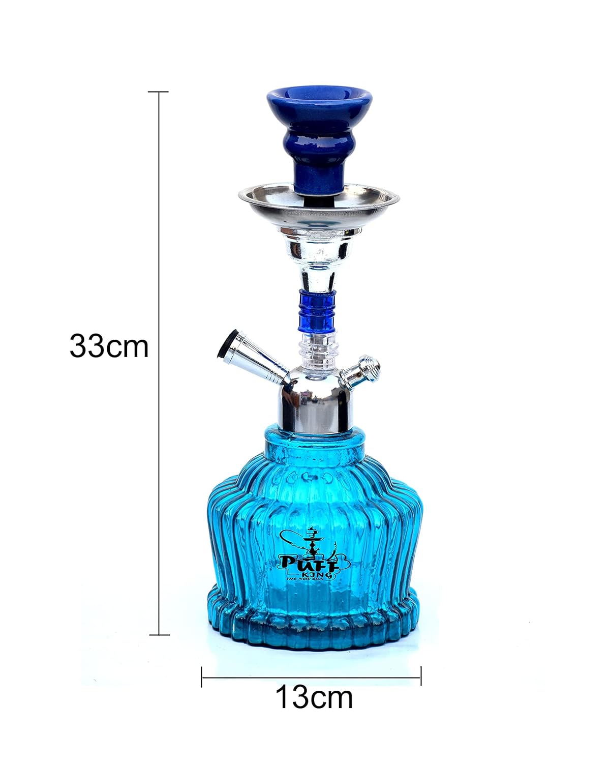 PUFF KING Hookah Pot Set MATT QT for Flavour Hukka (13 Inches) Sky Blue 13-inch Glass Hookah (Blue)