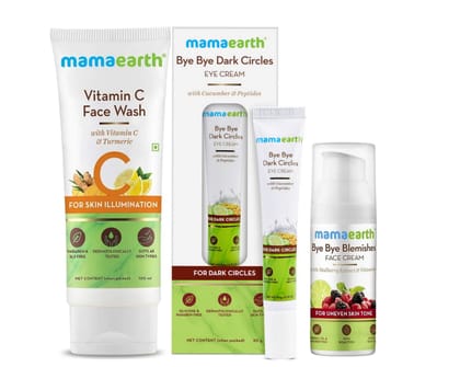 Mamaearth Vit C facewash (100 ml) + Mamaearth bye bye dark circle cream (20 gm) + Mamaearth bye bye blemishes face cream (30 gm) Pack of 3