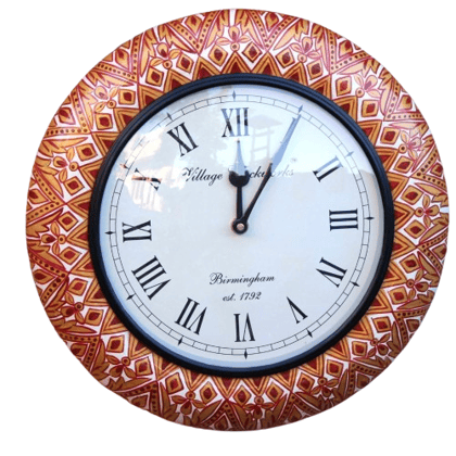 VMAntique Decor Analog Wall Clock in Wooden Frame, Wall Mounting Handicraft Clock/Battery Clock