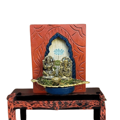 VM ANTIQUE DECOR Handicraft Carved Pooja-Stand Jharokha, Wall Hanging God-Statue Stand,Wooden Blue-Background Wall-Jharokha, Pooja-Room Decors Jharokha