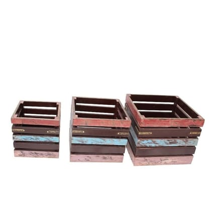 Wooden Crate Box In Set Of 3 | Home Decors Storage Box