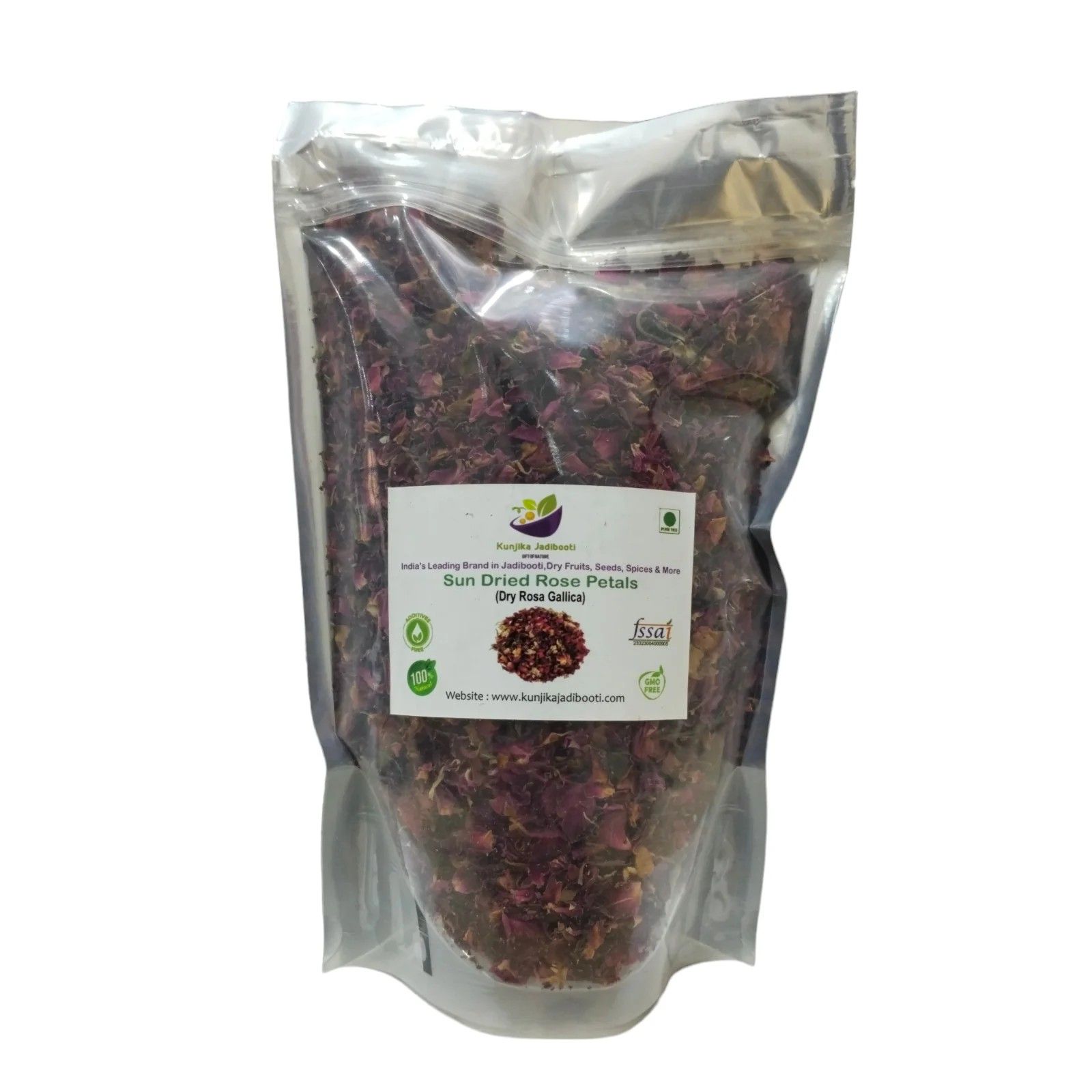 Kunjika Jadibooti Sun Dried Rose Petals - Dry Rosa Gallica - 100% Edible for Food - Dried Rose Petals - 100 Gm