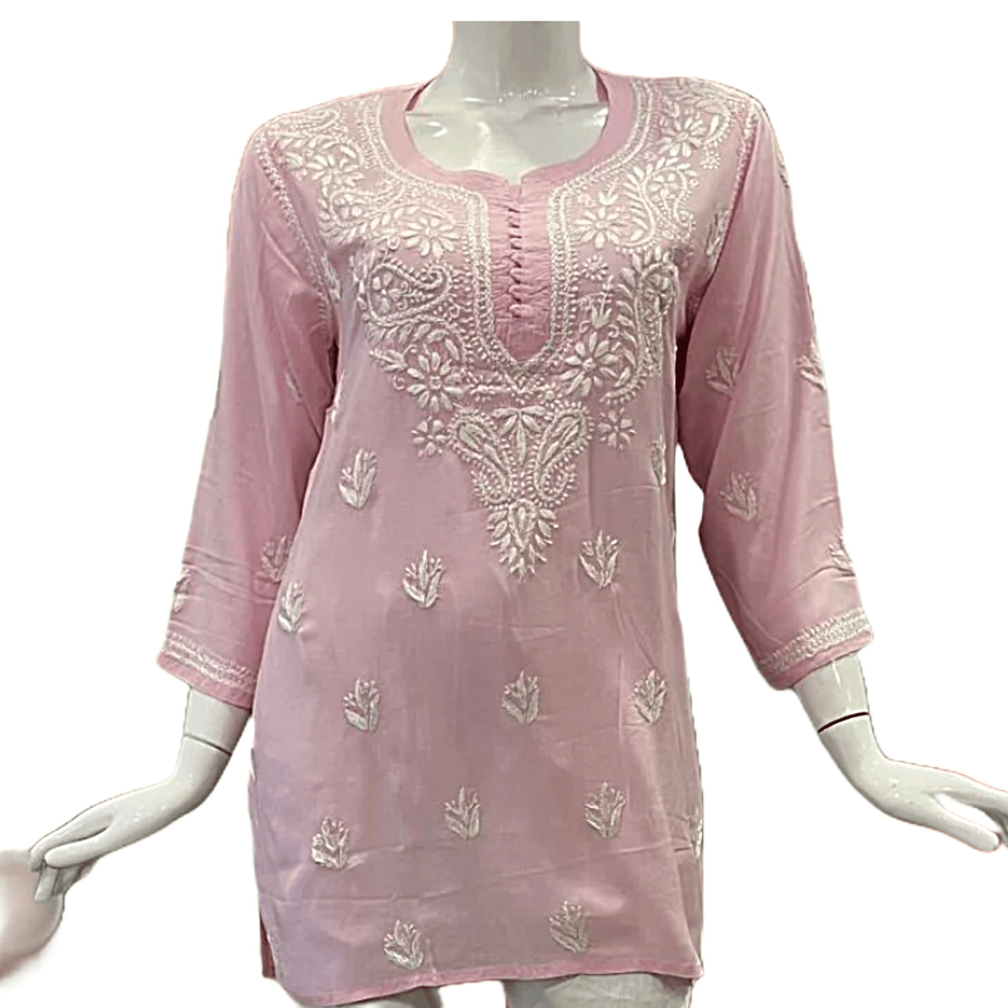 Light Pink Chikankari Short Kurti