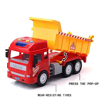 KTRS ENTERPRISE Friction Powered Toy Dumper Truck Dumper with Lights Sound and Extendable Resce Rotating Ladder Toy for Kids