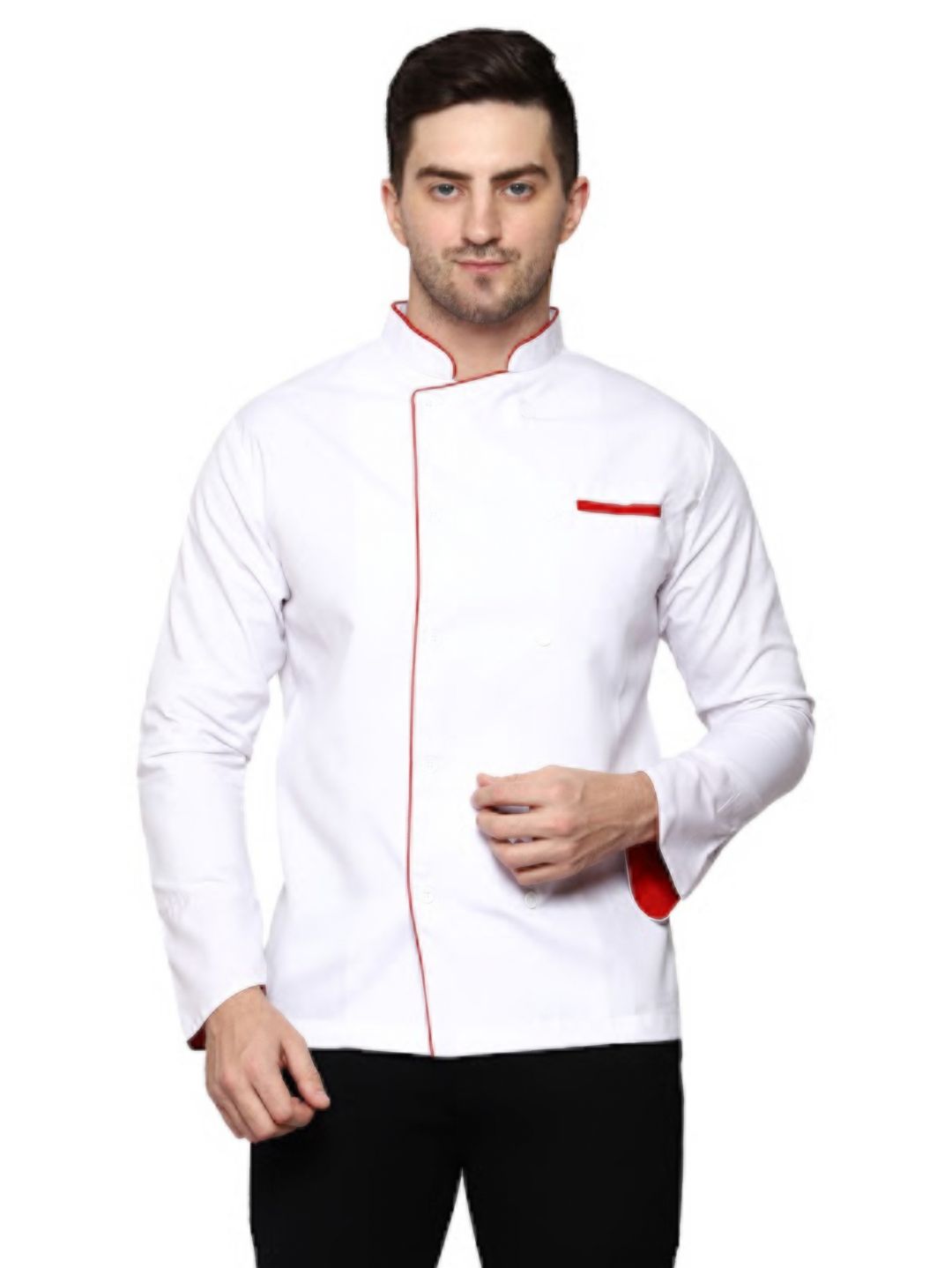 White Chef Coat with Red piping