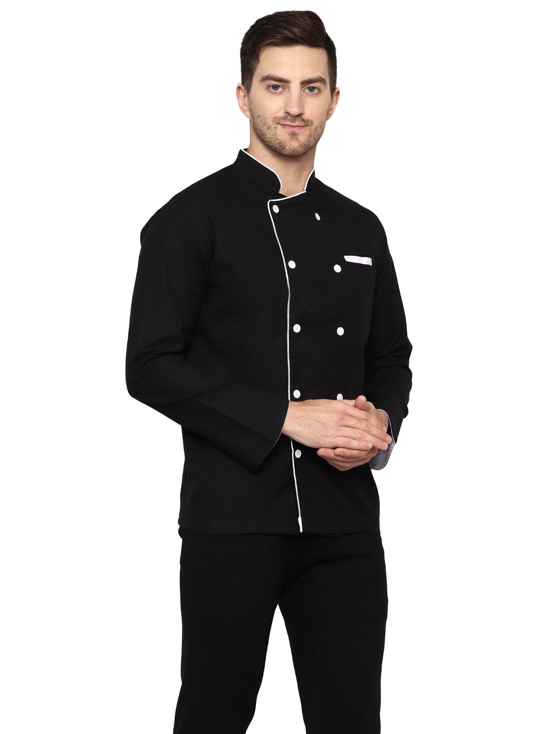 Black Chef Coat with White piping