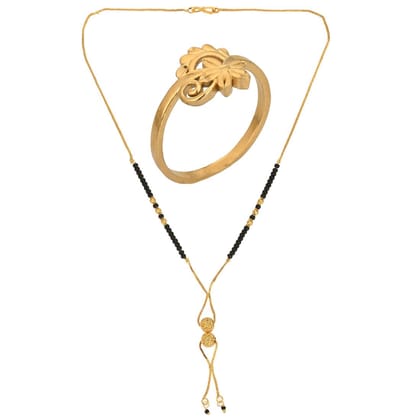 AanyaCentric Gold plated Mangalsutra and Ring Set Casual Yet Stylish Jewelry Set