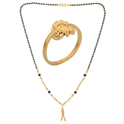 AanyaCentric Gold-plated Mangalsutra and Ring Set Casual Yet Stylish Jewelry Set