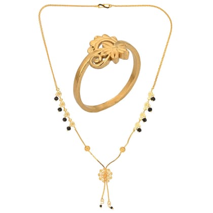 AanyaCentric Gold-plated Mangalsutra and Ring Set Traditional Yet Stylish Jewelry Set