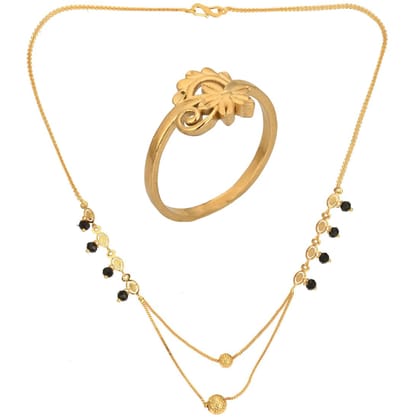 AanyaCentric Gold-plated Mangalsutra & Ring Set Casual Yet Stylish Jewelry Set