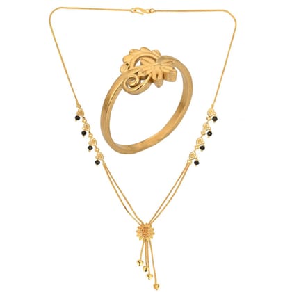 AanyaCentric Gold plated Mangalsutra & Ring Set Casual Yet Stylish Jewelry Set