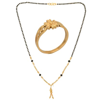 AanyaCentric Gold-plated Mangalsutra and Ring Set Casual Yet Stylish Jewelry