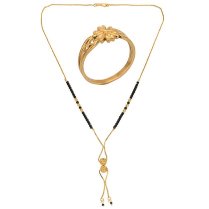 AanyaCentric Gold plated Mangalsutra and Ring Set Casual Yet Stylish Jewelry