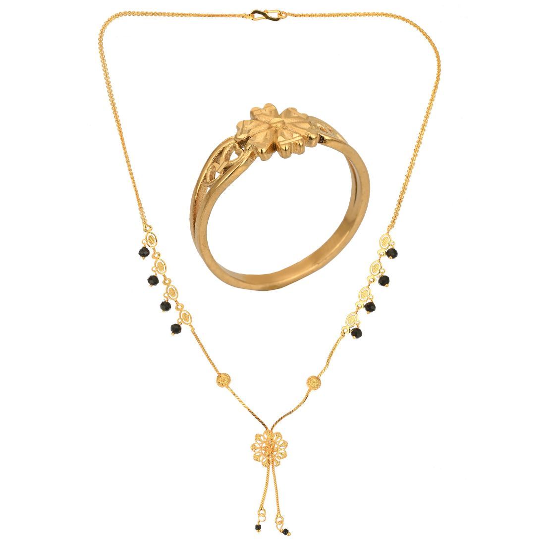 AanyaCentric Gold-plated Mangalsutra and Ring Set Traditional Yet Stylish Jewelry