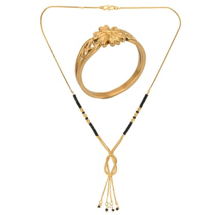 AanyaCentric Gold plated Mangalsutra and Ring Set Traditional Yet Stylish Jewelry