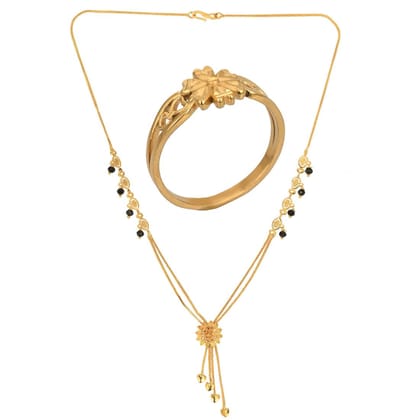 AanyaCentric Gold plated Mangalsutra & Ring Set Casual Yet Stylish Jewelry