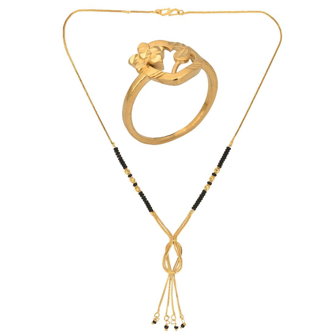 AanyaCentric Gold plated Mangalsutra and Ring Set Casual Yet Stylish Jewellery