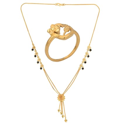 AanyaCentric Gold plated Mangalsutra and Ring Set Ethnic Yet Stylish Jewellery