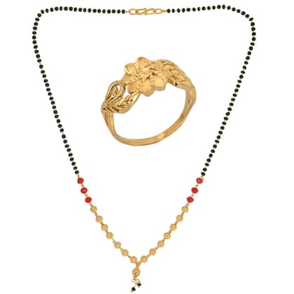 AanyaCentric Gold-plated Mangalsutra & Ring Set Casual Yet Stylish Jewellery