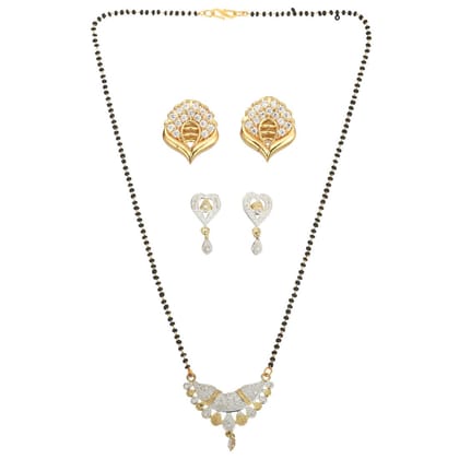 AanyaCentric Stylish Gold-plated Jewellery Set for Women Mangalsutra with Pendant, 2 Pair Earring