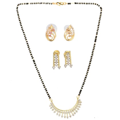 AanyaCentric Stylish Gold plated Jewelry Set for Women Mangalsutra with Pendant, 2 Pair Earring