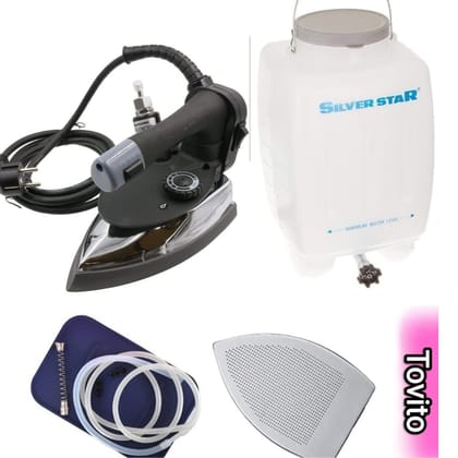 Tovito ES 300 Silverstar Indusrial Electric Steam iron 1200W with 4ltr Water tank, Heavy Duty, High Pressure and Performance