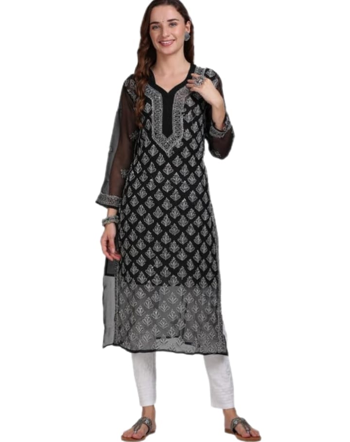 Black Butijaal with Inner Chikankari Kurti