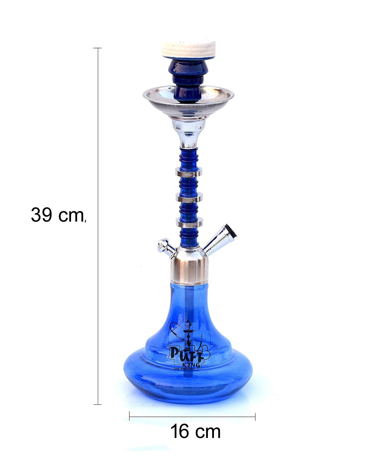 PUFF KING Hookah Pot Set Flavour Sheesha Glass Pot for Home Decor and Refreshment 15 inch Glass Hookah  (Blue)