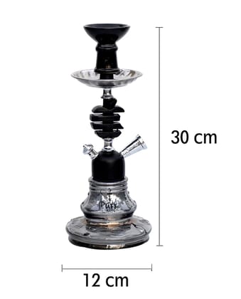 PUFF KING Glass and Metal Smoking Hookah with Ceramic Chillum Glass Hookah 5008ZD-APL-BLK 12 inch Glass Hookah  (Black)