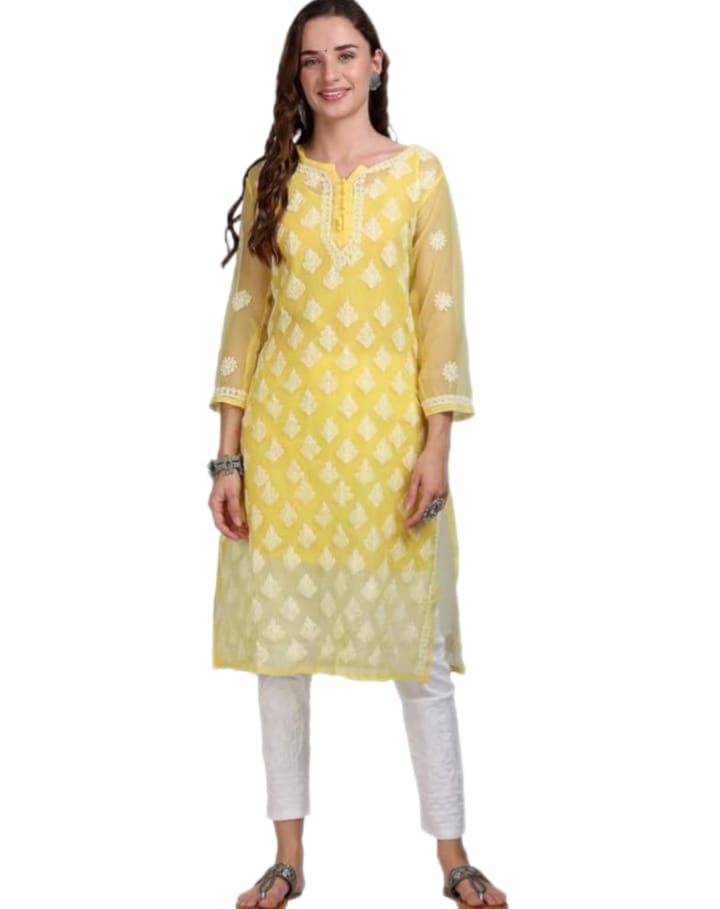 Yellow Butijaal Kurti With Inner