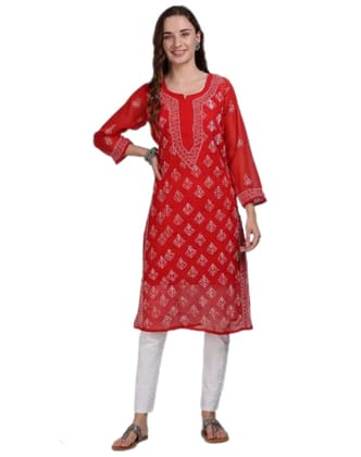 Georgette Butijaal Red Kurti With Inner