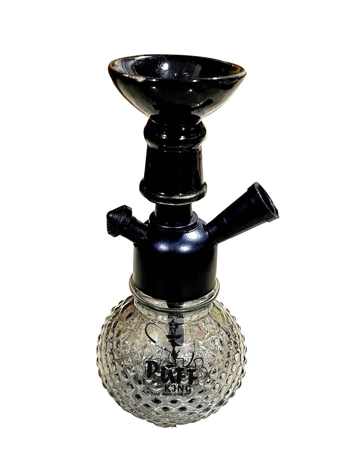 PUFF KING Hookah Pot Set Designer Glass Sheesha Hookah for Flavour ( DANA28-LUSTRblk) 8 inch Glass Hookah  (Black)