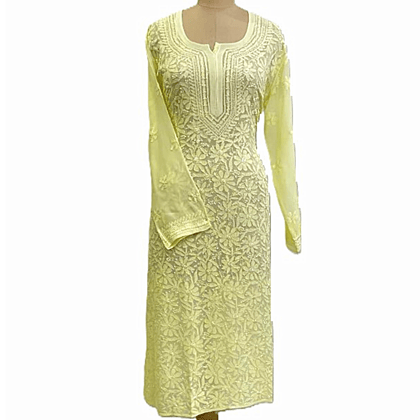 Women's Lakhnavi Handcrafted Georgette Chikankari Kurti