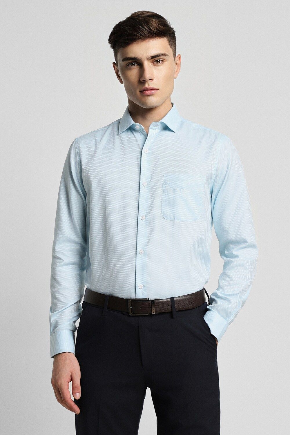 Men Blue Slim Fit Formal Full Sleeves Formal Shirt