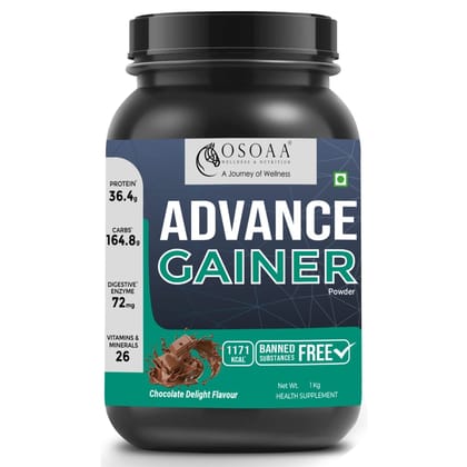 OSOAA Advance Mass Gainer for Healthy Body Gains | Reduces Muscle Breakdown | Boosts Metabolism |26 Vitamins & Minerals| High Protein and High Caloric Weight Gainer