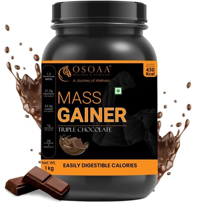 OSOAA Mass Gainer Protein 50gm Single serving Vanilla, 380 Calorie, Creatine, Digestive Enzyme, Fast Muscle Weight Gain Powder, 28 Vitamin & Mineral