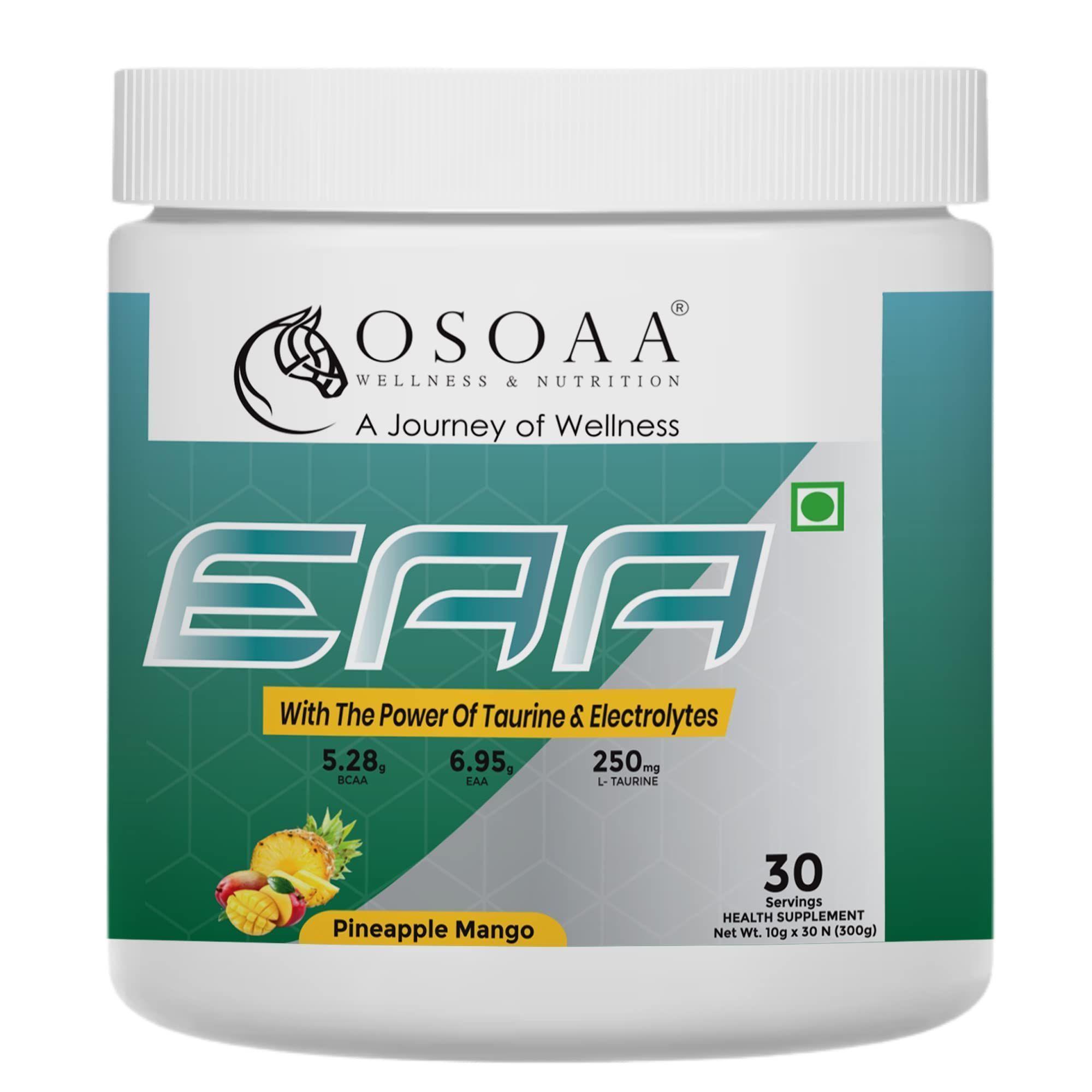 Osoaa Intra - Training/Workout EAA drink Powder with BCAA, Electrolyte and Taurine for Muscle Recovery|Hydration|Performance EAA Supplement with 9 Essential Amino Acid 300 Gm - 30 servings