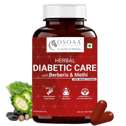 OSOAA Herbal Diabetic Care Supplements with Karela, Berberies, Methi, Jamun I 60 Veg Tablets I Manages Blood Sugar Levels I for Both Men & Women