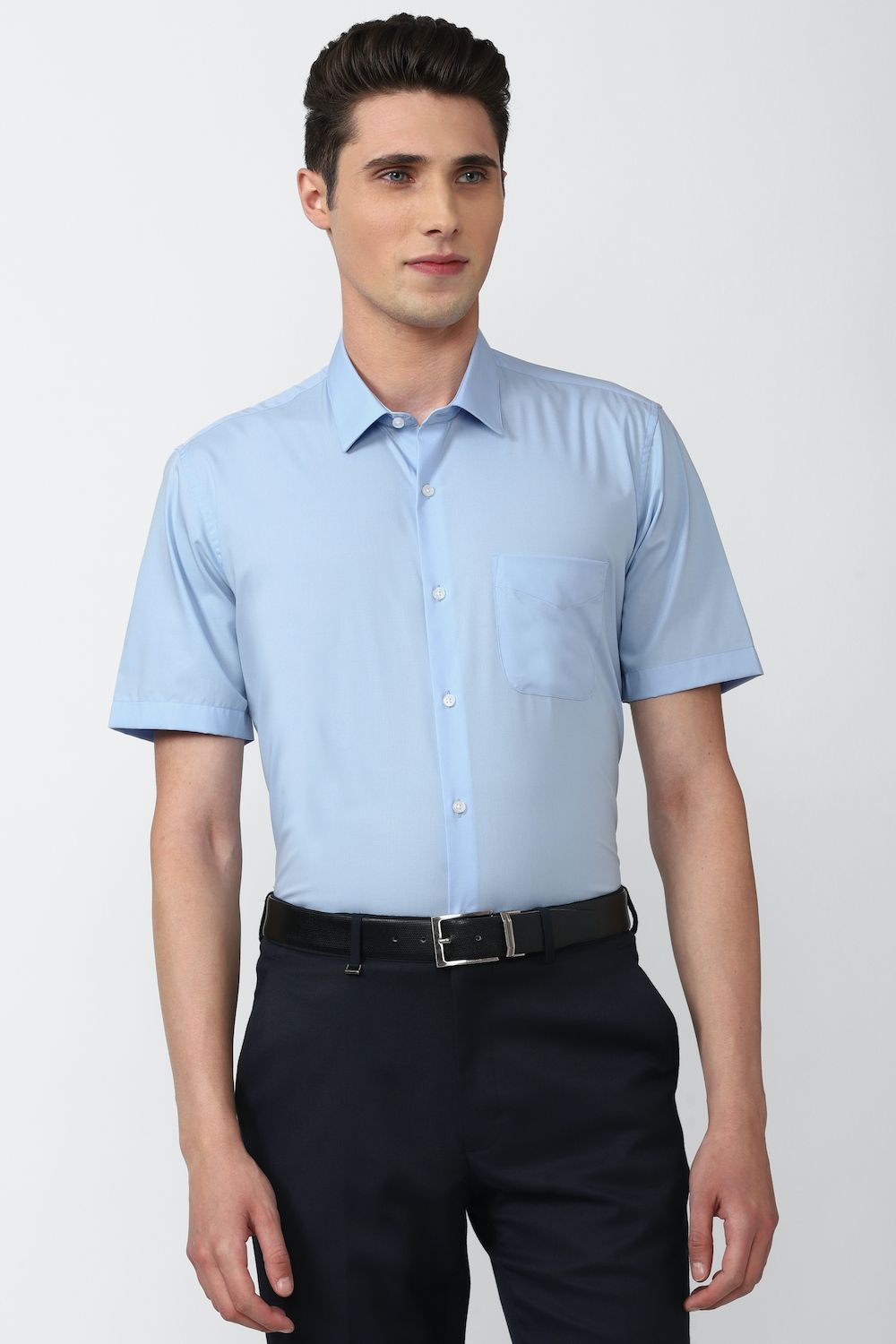 Men Blue Regular Fit Formal Half Sleeves Formal Shirt