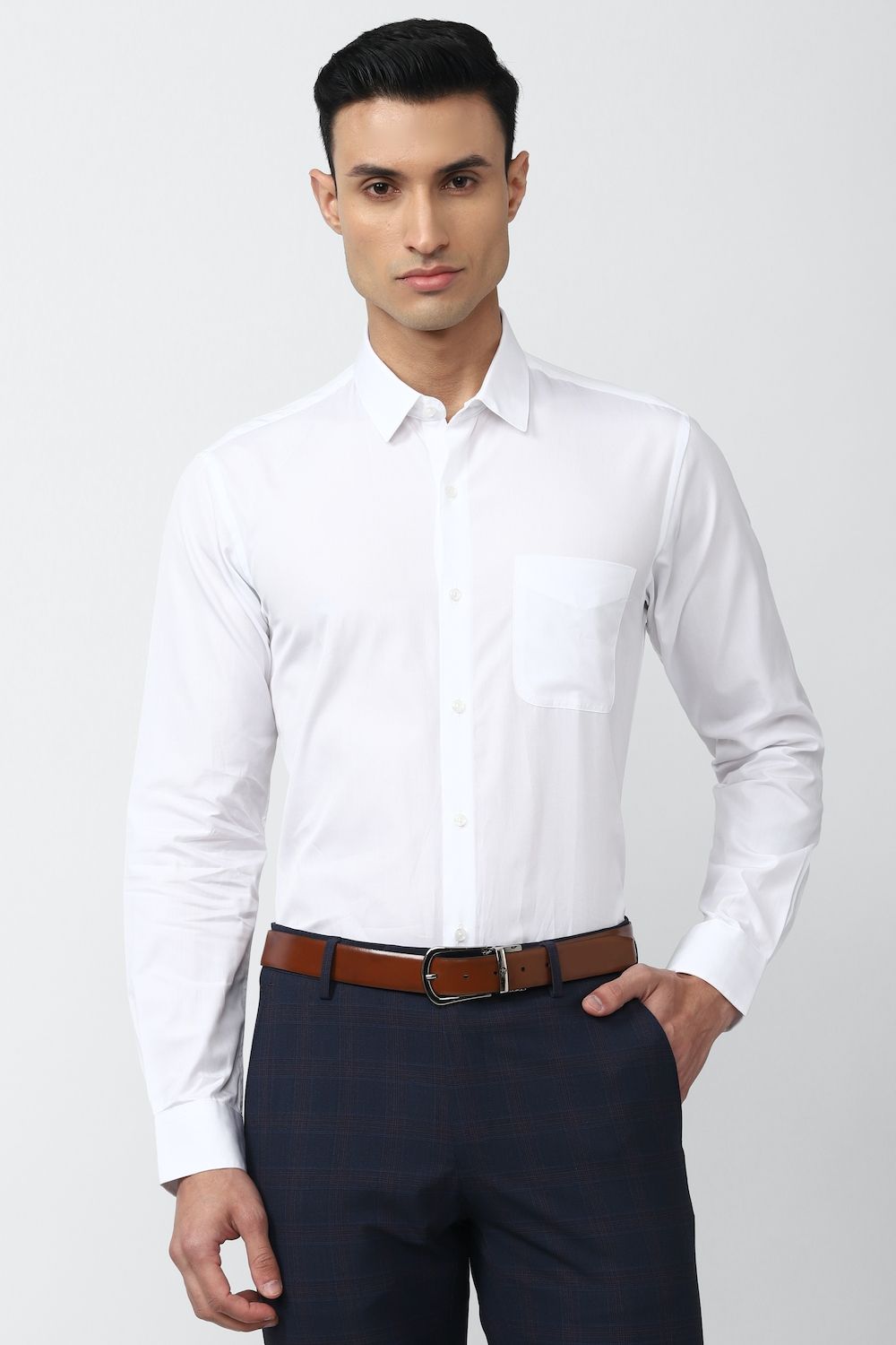 Men White Regular Fit Formal Full Sleeves Formal Shirt