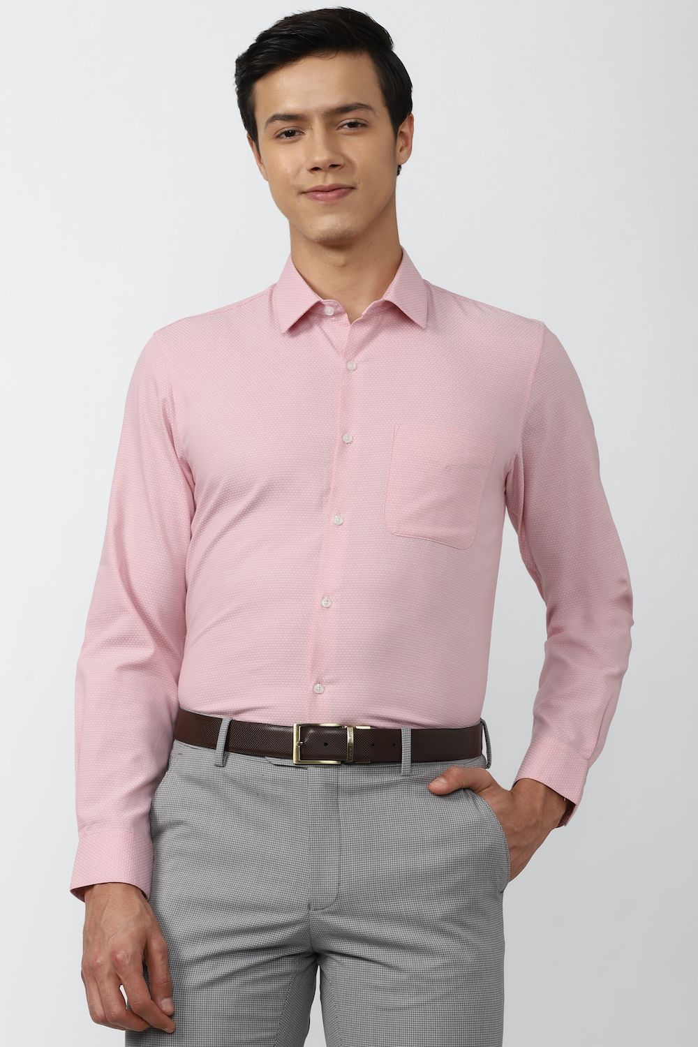 Men Pink Slim Fit Formal Full Sleeves Formal Shirt