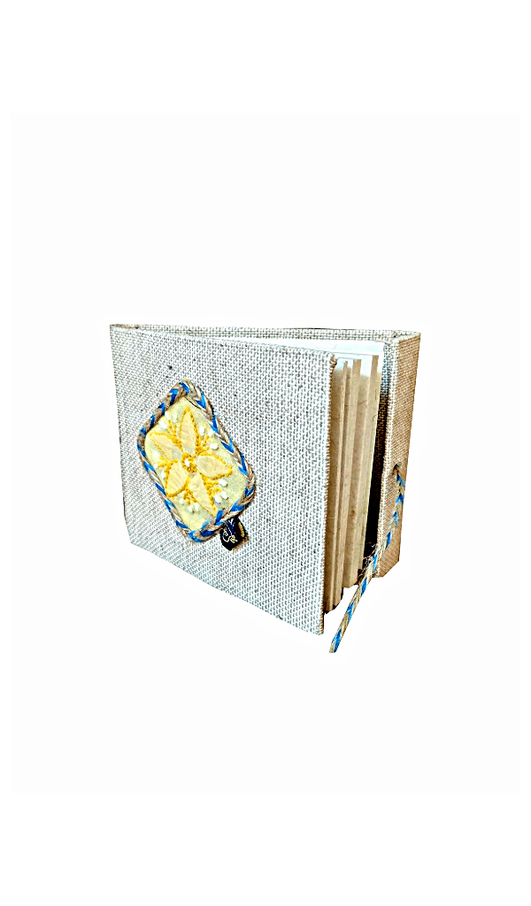 Eco Friendly 100% Cotton Handmade Paper Diary with Lucknowi Chikankari