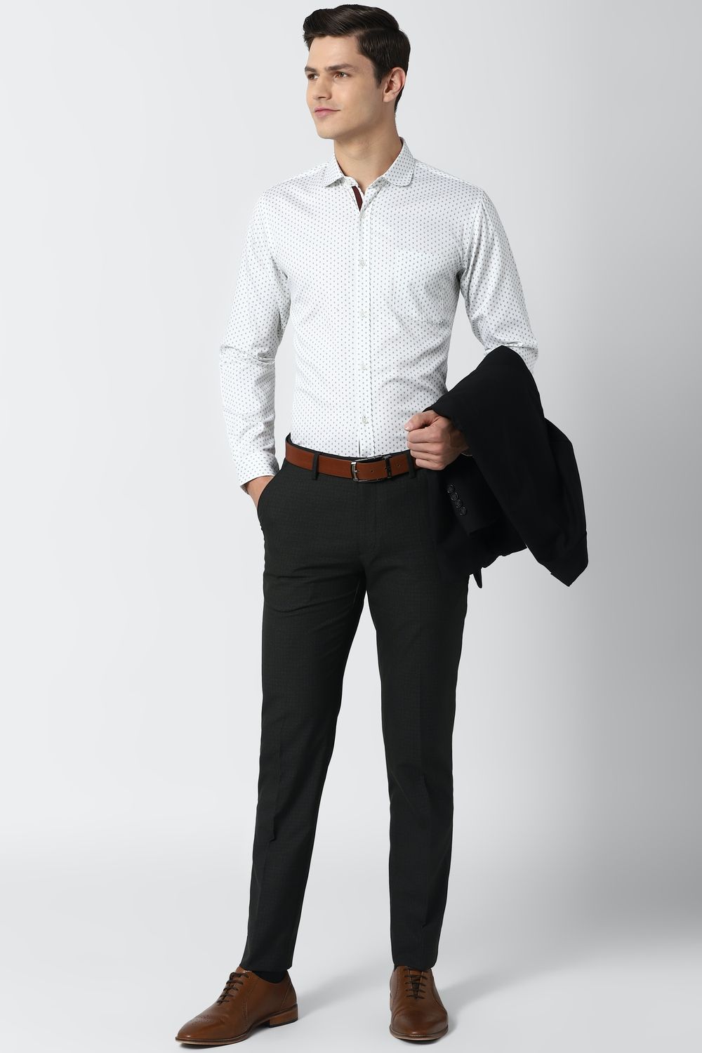 Men White Slim Fit Formal Full Sleeves Formal Shirt