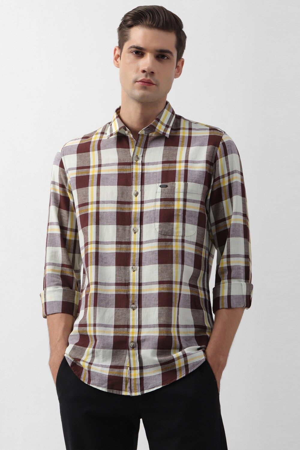 Men Multi Slim Fit Check Full Sleeves Casual Shirt